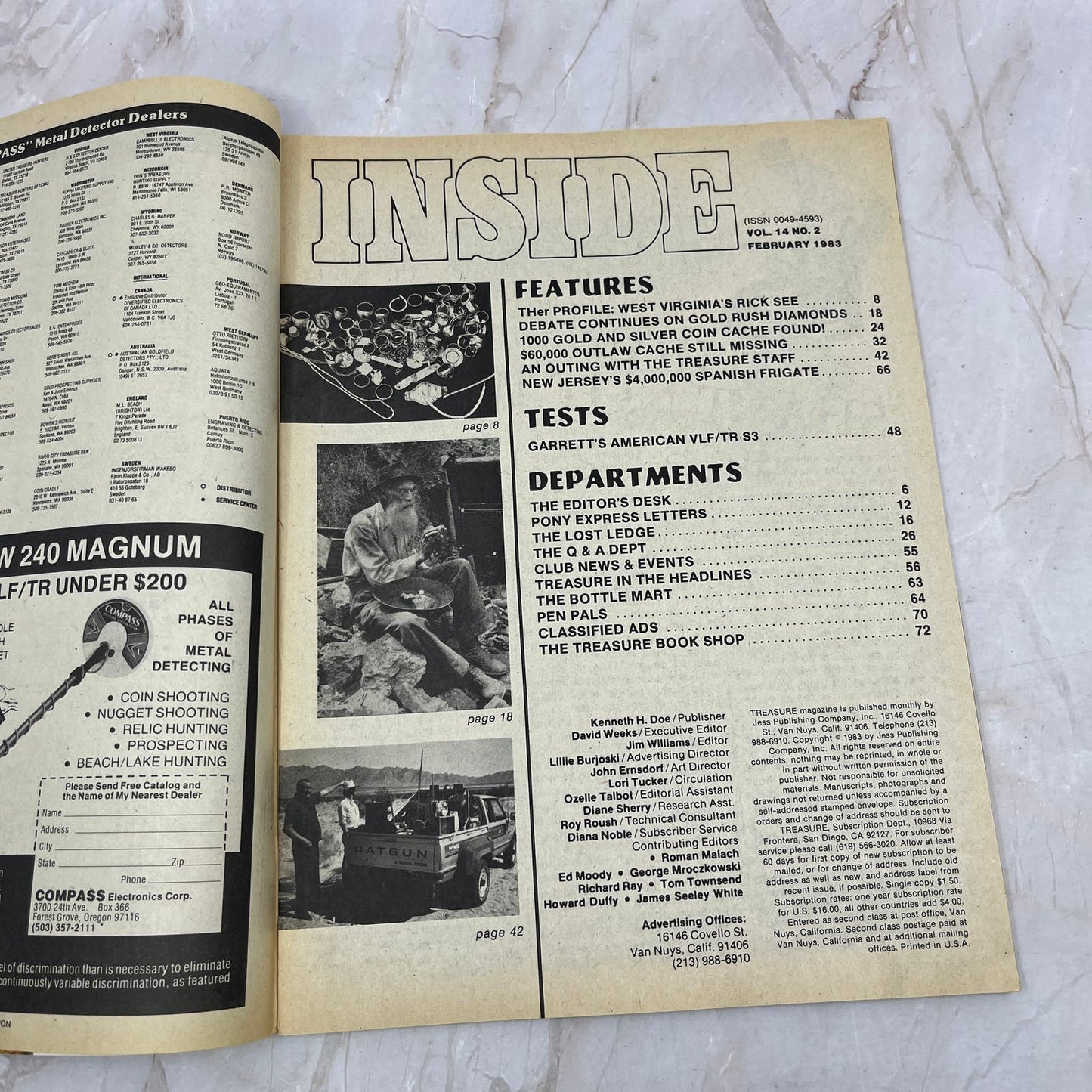 1983 Feb - Treasure Magazine - Treasure Hunting Metal Detecting Gold Coins M10