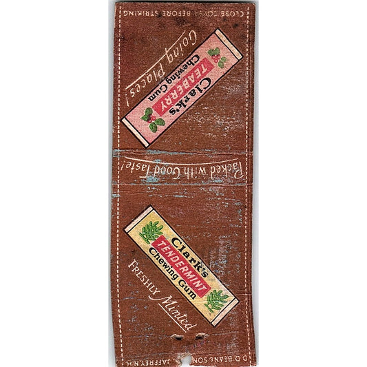 Clark's Tendermint Teaberry Chewing Gum Vintage Matchbook Cover SC7-Y6
