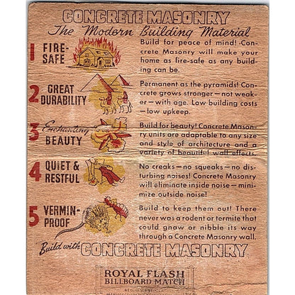 Fehr Concrete Products Inc Eau Claire Rice Lake WI Large Matchbook Cover TH2-Y4