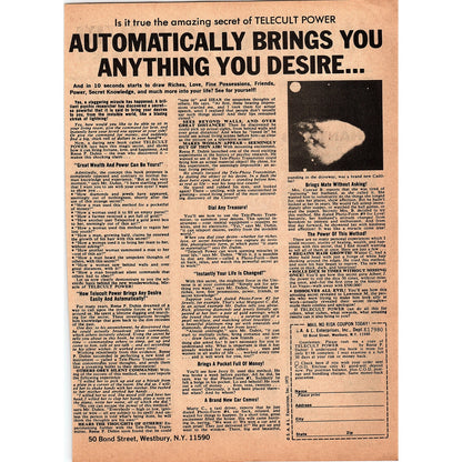 Telecult Power Automatically Brings You Anything You Desire 1976 Ad AG1-17