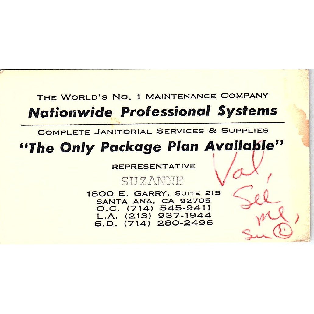 Nationwide Professional System, Suzanne, Santa CA, Vintage Business Card SF3-B9