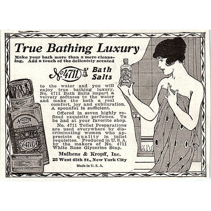No. 4711 Bath Salts Mulhens & Kropff Inc 25 West 45th St NY 1921 Ad AF3-10