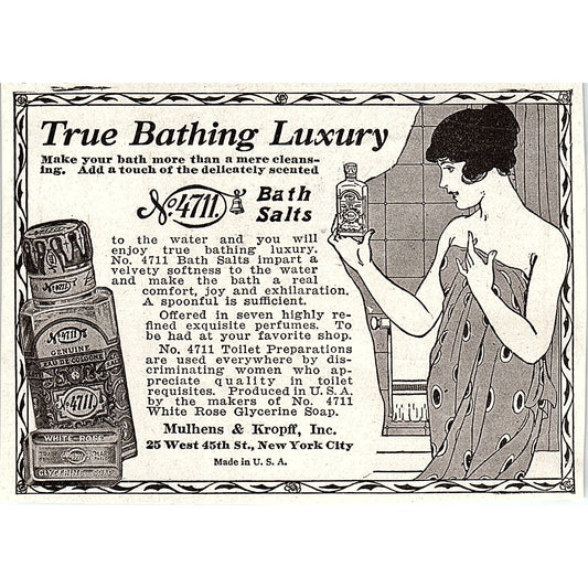 No. 4711 Bath Salts Mulhens & Kropff Inc 25 West 45th St NY 1921 Ad AF3-10