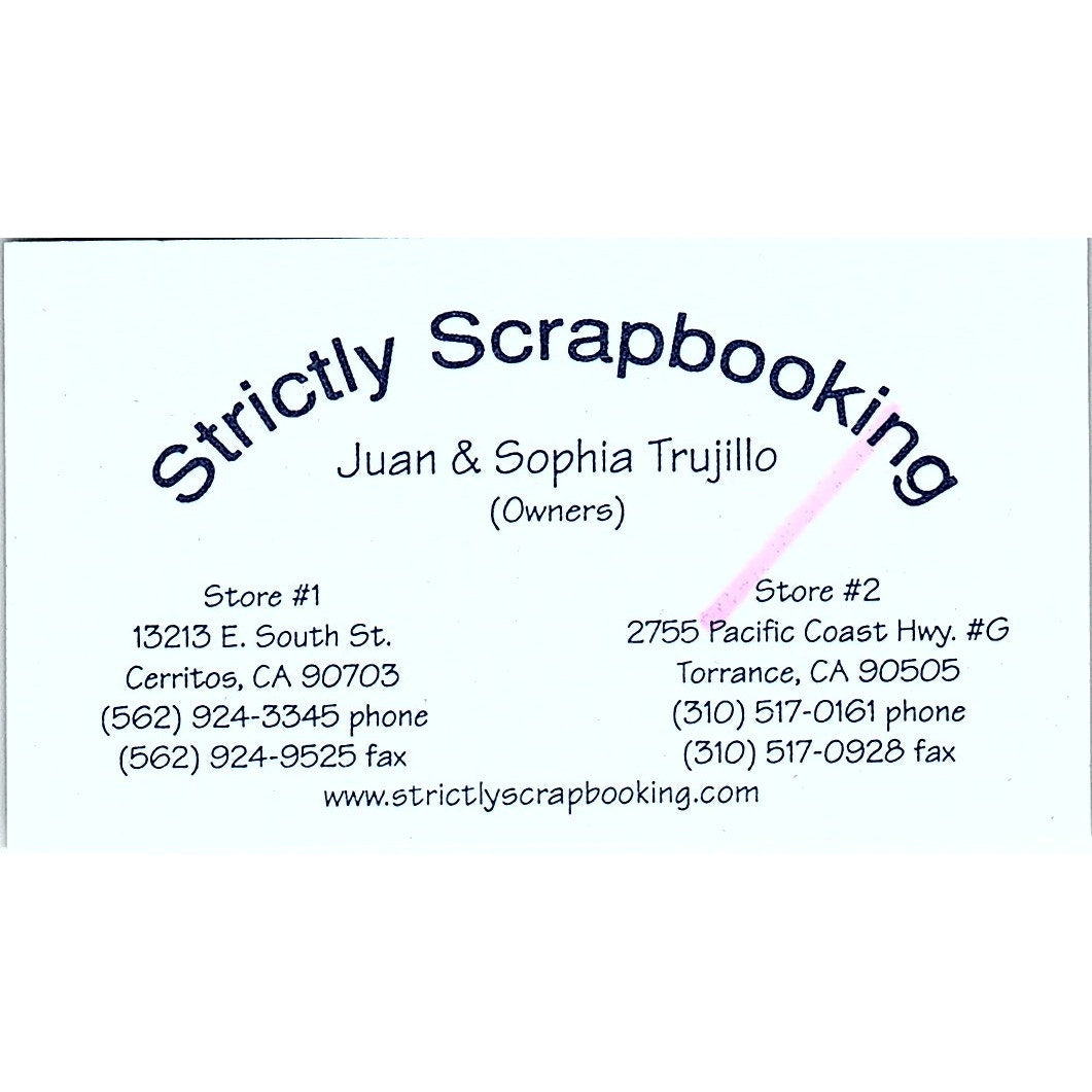 Juan & Sophia Trujillo Strictly Scrapbooking Cerritos CA Business Card SC9-B11