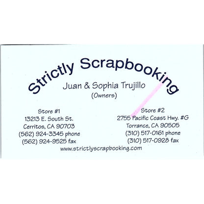 Juan & Sophia Trujillo Strictly Scrapbooking Cerritos CA Business Card SC9-B11