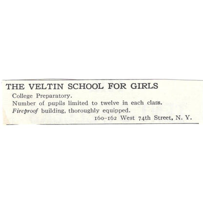 The Veltin School for Girls NY c1918 Original Magazine Advertisement AE5-SA8