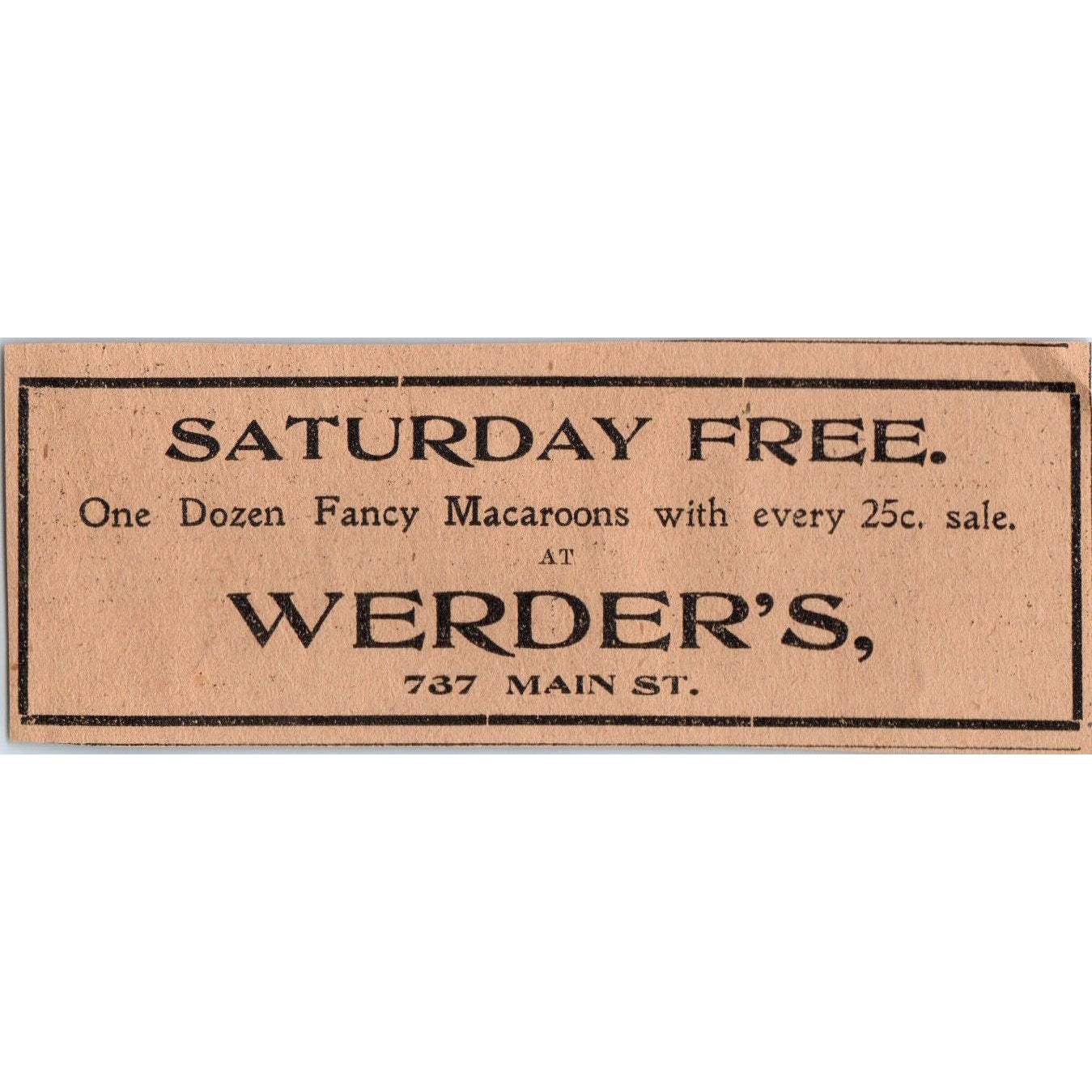 Werder's Fancy Macaroons Main Street Hartford 1901 Newspaper Ad AD8-H3