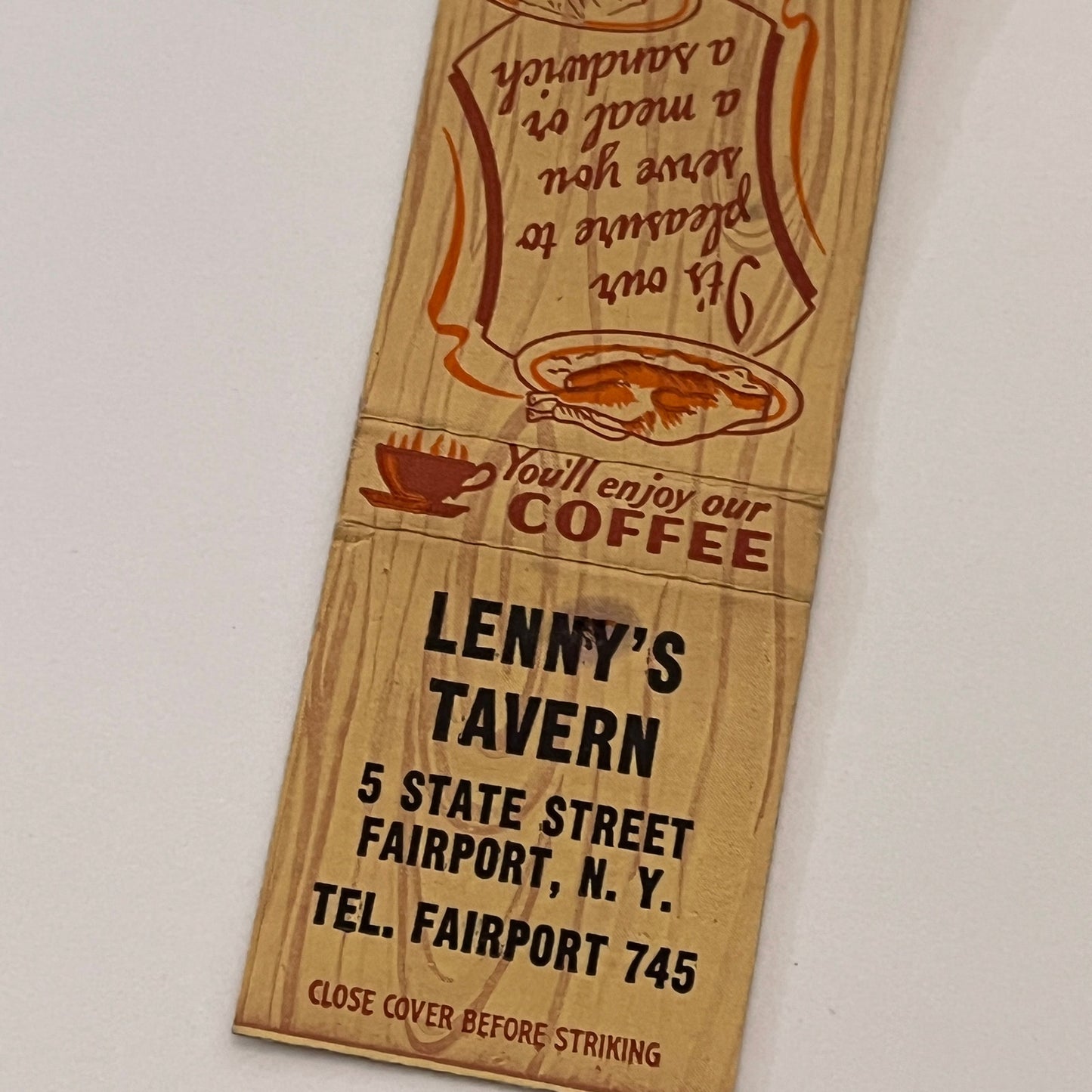Lenny's Tavern Fairport NY Vintage Matchbook Cover TB6-MB2-2