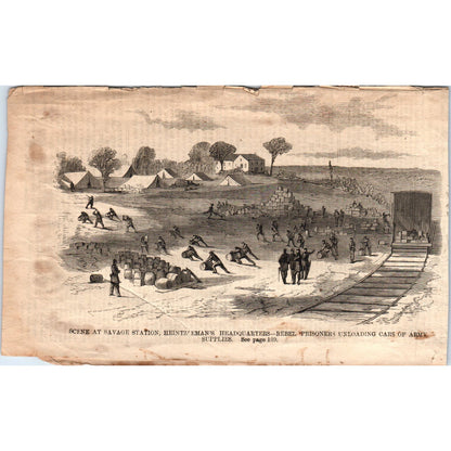 Scene Savage Station Heintzelman's Headquarters 1863 Civil War Engraving AE9-CW