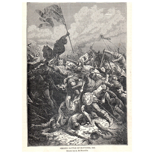 Second Battle of Bouvines 1340 A. De Neuville 1911 Engraving Print AF5-11