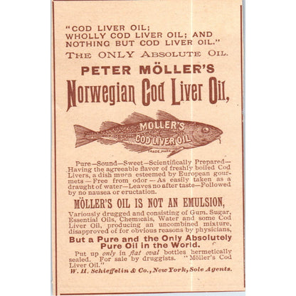Peter Möller's Norwegian Cod Liver Oil c1890 Victorian Ad AE8-CH8
