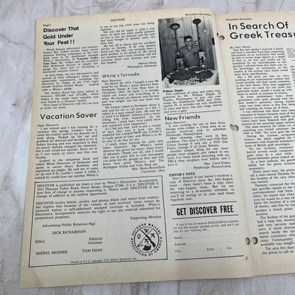 1974 Nov/Dec White's Electronics Discover Newsletter Metal Detector Treasure M19