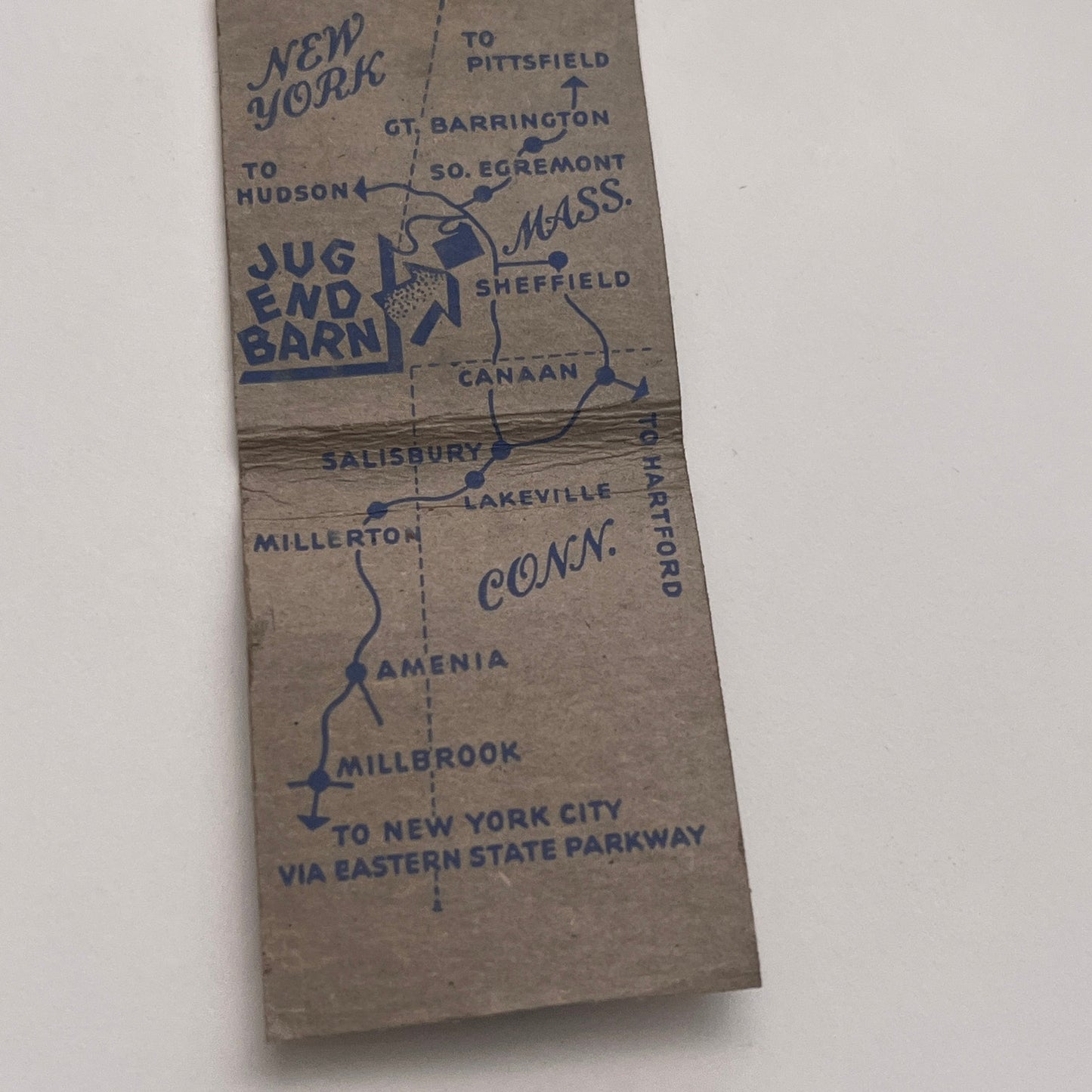 Jug End Barn in the Berkshires  Vintage Matchbook Cover TB8-MB-4