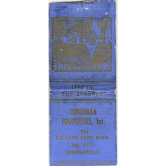 Suburban Properties Inc Minneapolis MN Vintage Matchbook Cover SC7-Y4