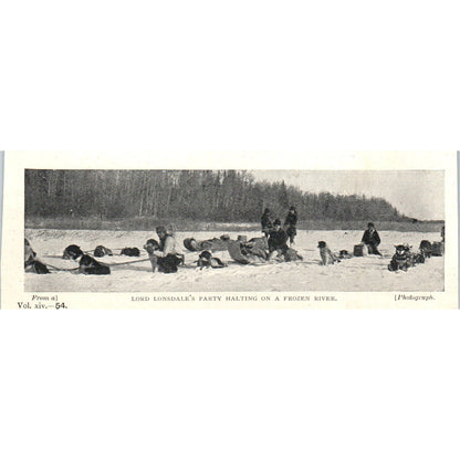 Lord Lonsdale's Party Halting on a Frozen River 1897 Victorian Photo AE9-TS7