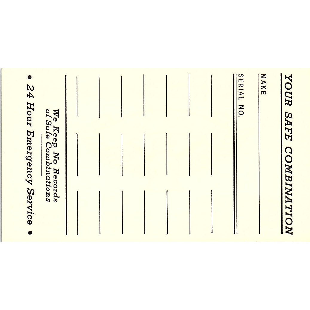 Master Locksmiths and Safesmiths Long Beach CA Vintage Business Card SB4-B3