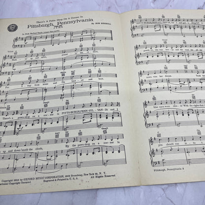 There's a Pawn Shop on a Corner in Pittsburgh Pennsylvania Vtg Sheet Music V14-1