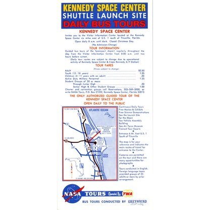 c1970 TWA Greyhound John F. Kennedy Space Center Tours Leaflet Card AF7-E2