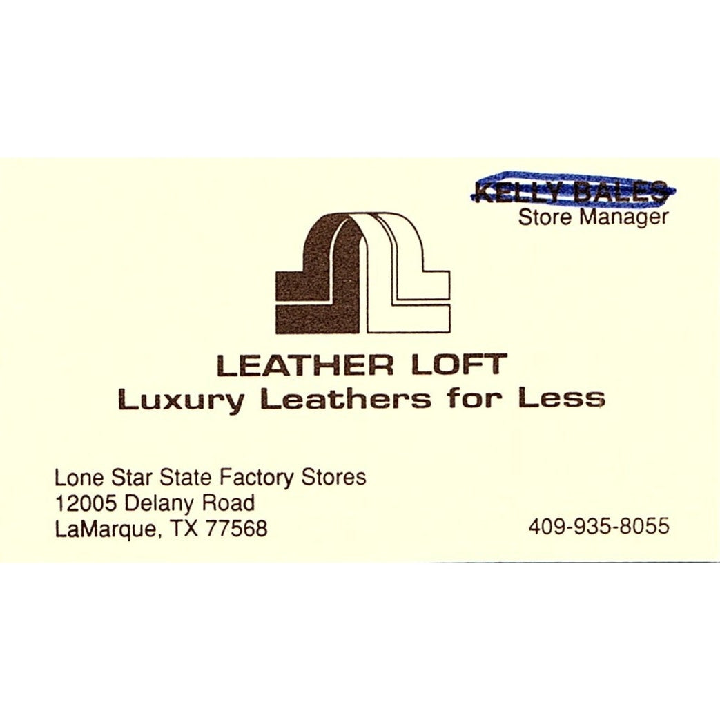 Leather Loft Luxury Leathers LaMarque TX Vintage Business Card SD9-B13