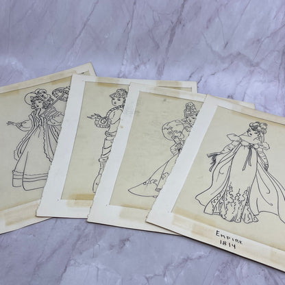 1940s Lot of 10 Period Fashion Sketches Winifred Schutsky Pratt Institute TC5