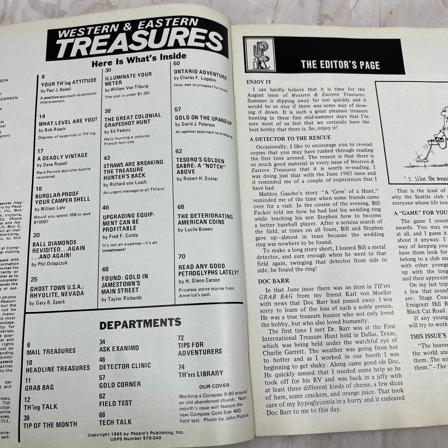 1985 August - Western & Eastern Treasures Magazine - Treasure Hunting Gold M12