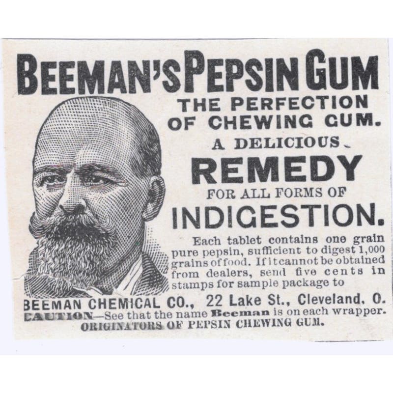 Beeman's Pepsin Gum Indigestion Remedy Cleveland 1893 Judge Magazine Ad AB9-SB