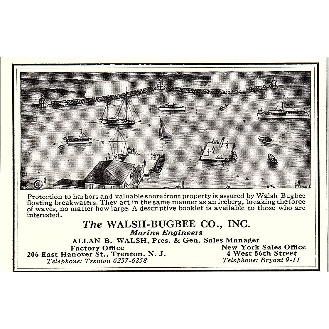 Walsh-Bugbee Co Inc Marine Engineers Allan B Walsh Trenton NJ 1932 Ad AG2-M19