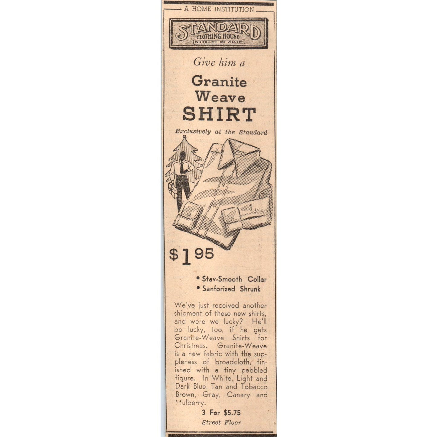 Standard Clothing House Nicollet 2x5" 1935 Minneapolis Journal Advert AE7-N1