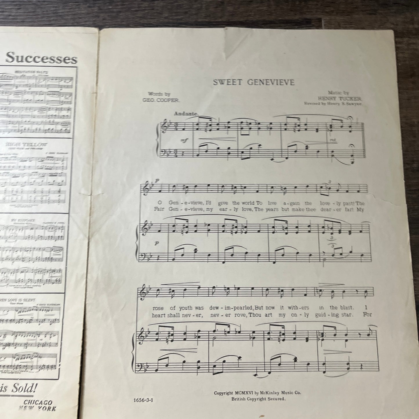 Sweet Genevieve Geo Cooper Henry Tucker 1916 Sheet Music V13