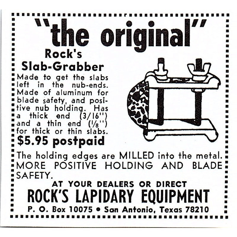 Rock's Lapidary Equipment San Antonio TX 1972 Ad AF8-M1