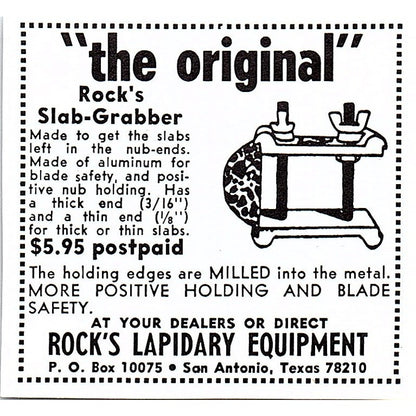 Rock's Lapidary Equipment San Antonio TX 1972 Ad AF8-M1