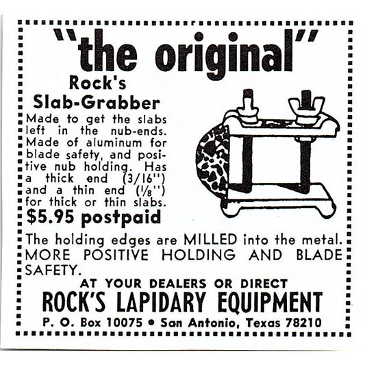 Rock's Lapidary Equipment San Antonio TX 1972 Ad AF8-M1