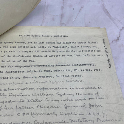 1920s William Sydney Winder Genealogy Research Packet Talbot County MD D22
