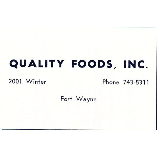 Quality Foods Inc - 2001 Winter, Fort Wayne Indiana 1964 Ad AG1-M7