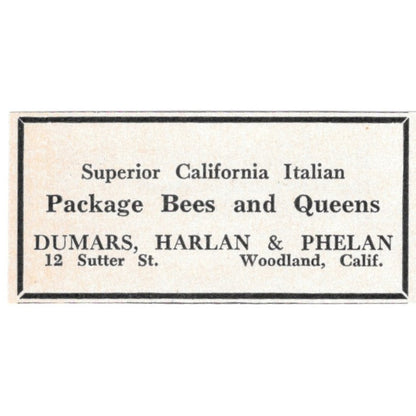 Package Bees Dumars, Harlan & Phelan Woodland CA 1961 Magazine Ad AB6-S13