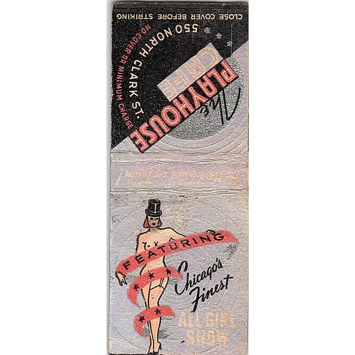 The Playhouse Cafe 550 N. Clark St. Chicago Pinup Vintage Matchbook Cover SC7-Y8