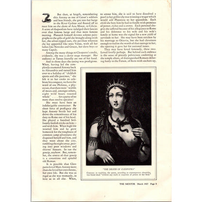 Cleopatra - First Lady of the Nile Gilbert W Gabriel 4 Pages 1927 Article I3