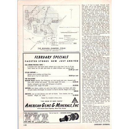 Map of Gem Localities of N.S. Wales Australia 1964 Magazine Clip AB6-D18