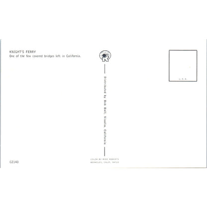 Knight's Ferry Covered Bridge California Vintage Covered Bridge Postcard PD1