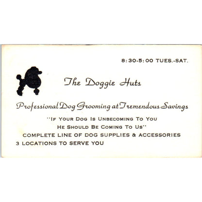 The Doggie Huts Dog Grooming Long Beach CA Vintage Business Card SD8-B15