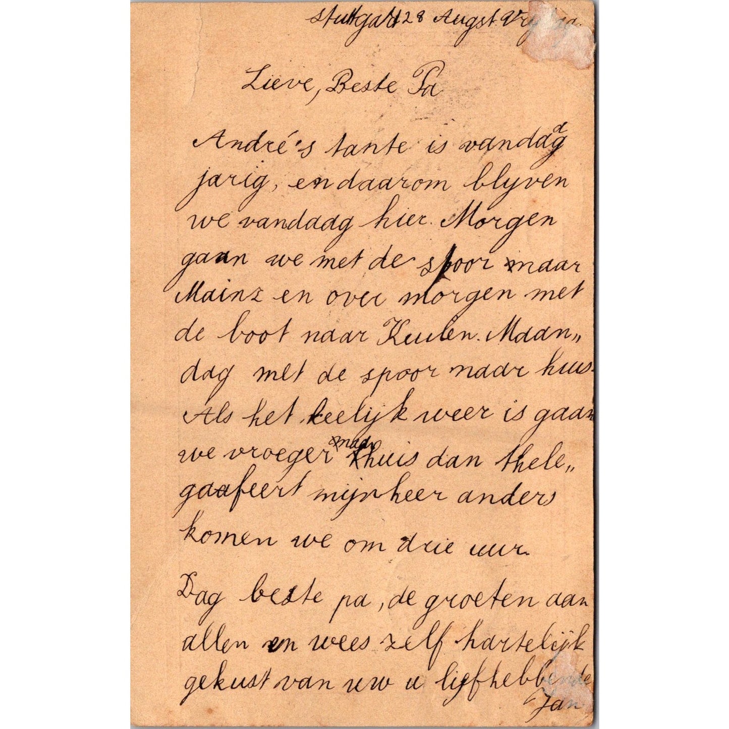 Lieve Stuttgart Amsterdam 1885 German Reich Postcard P5-12
