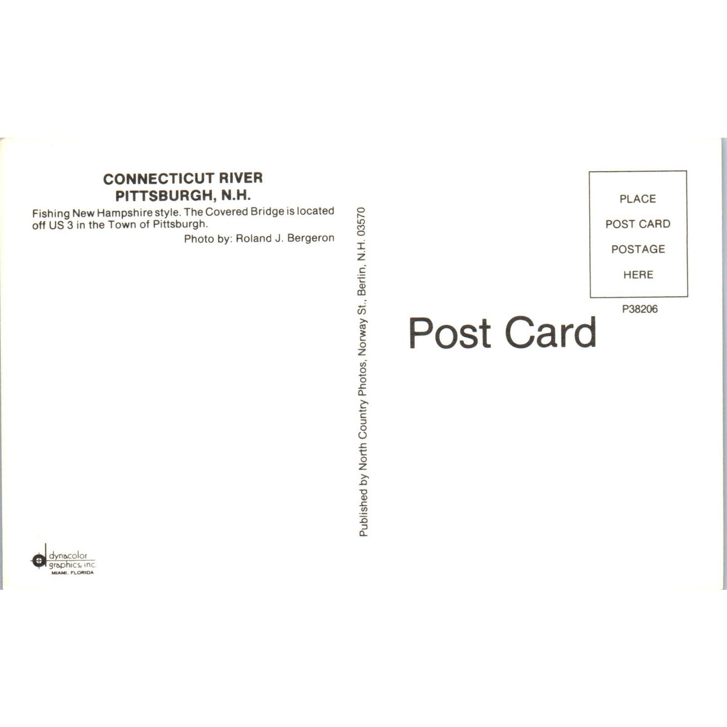 Connecticut River Pittsburg NH Covered Bridge Postcard PC4