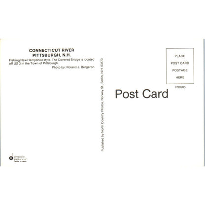 Connecticut River Pittsburg NH Covered Bridge Postcard PC4