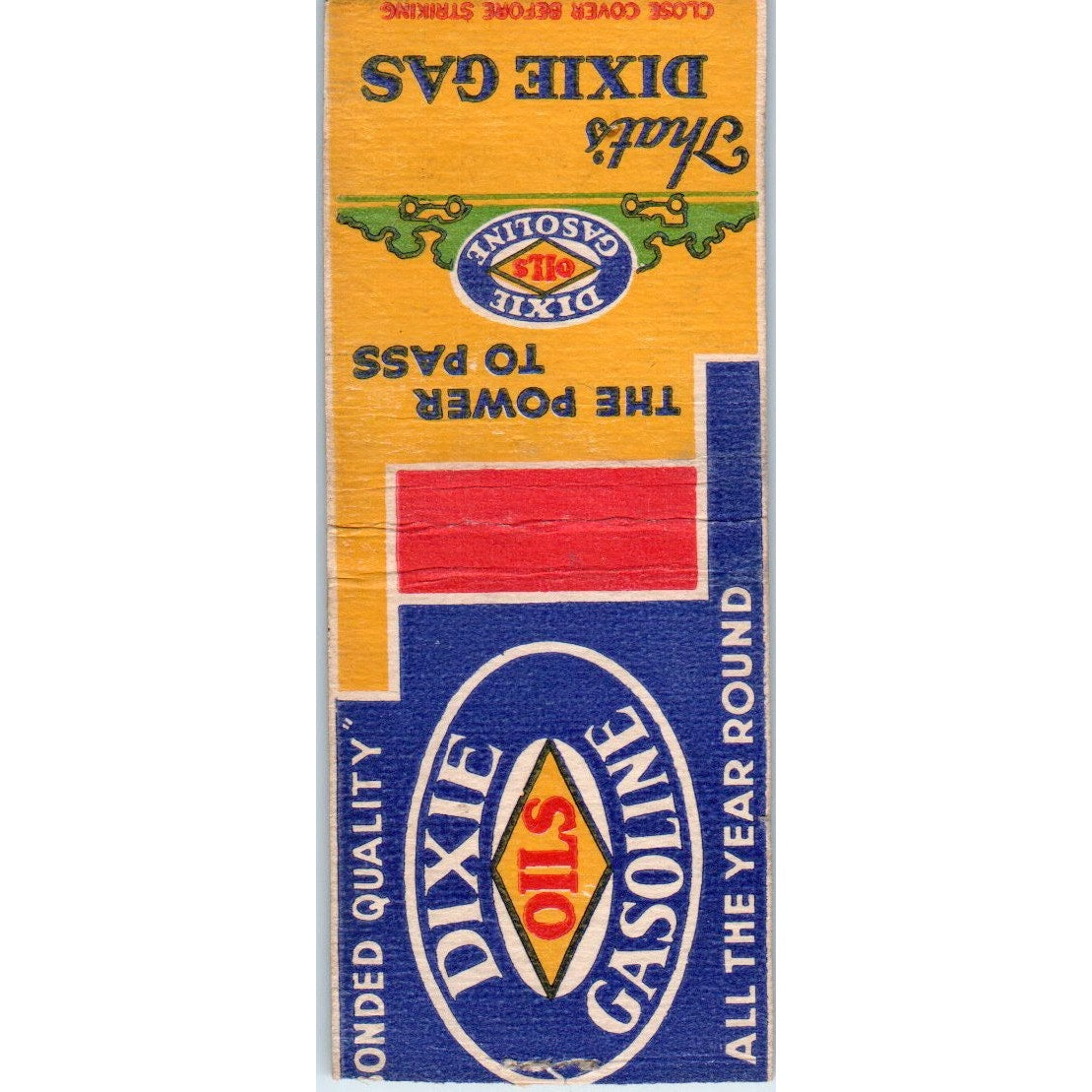 Dixie Oils Gasoline Milan Oil Co Athens WI Vintage Matchbook Cover SD2-Y5