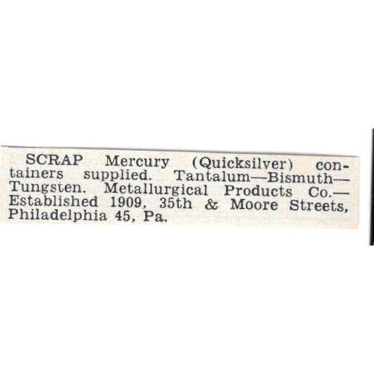 Metallurgical Products Co Philadelphia PA 1955 Ad AG1-S2