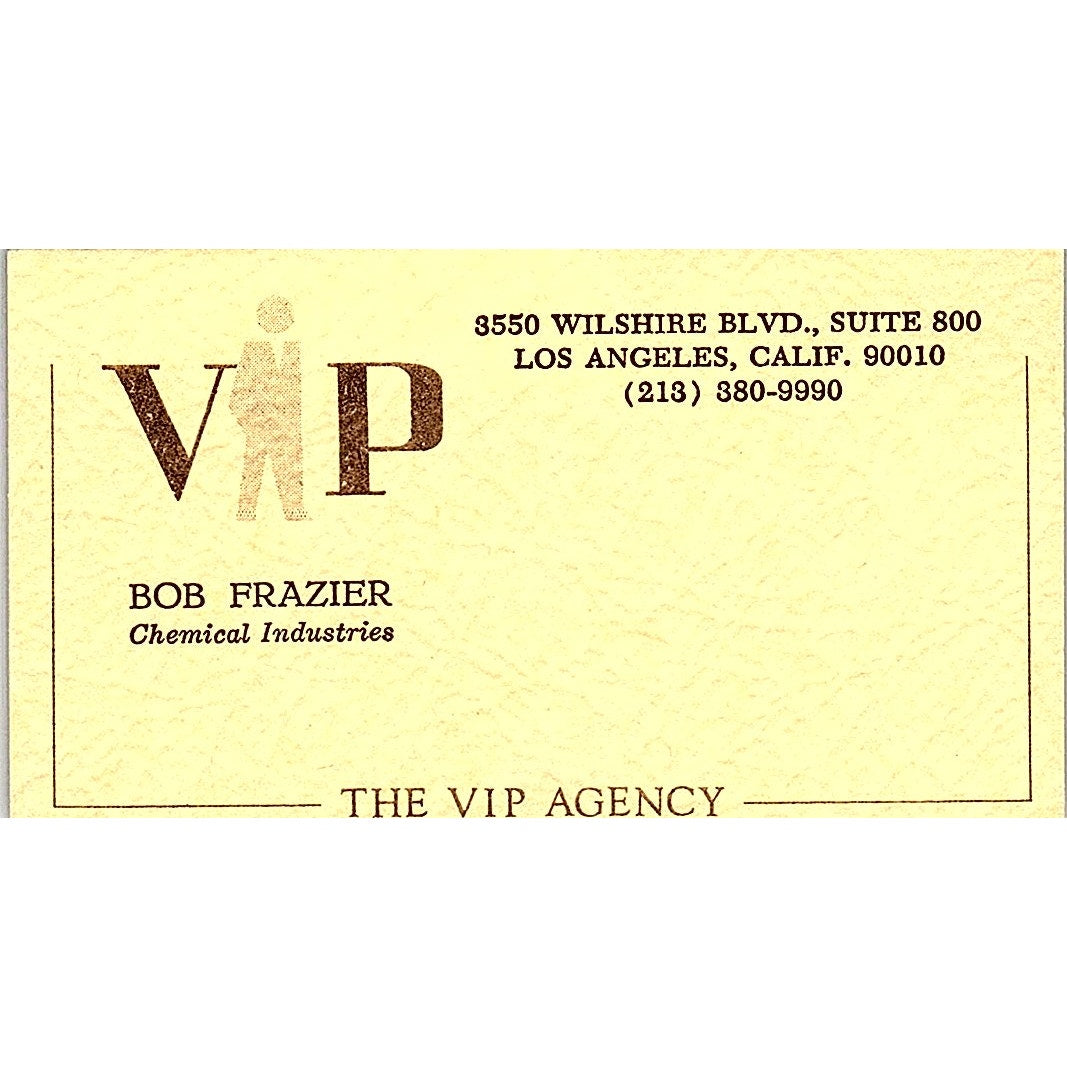 The VIP Agency Bob Frazier Los Angeles CA Vintage Business Card SF3-B7