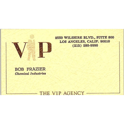 The VIP Agency Bob Frazier Los Angeles CA Vintage Business Card SF3-B7