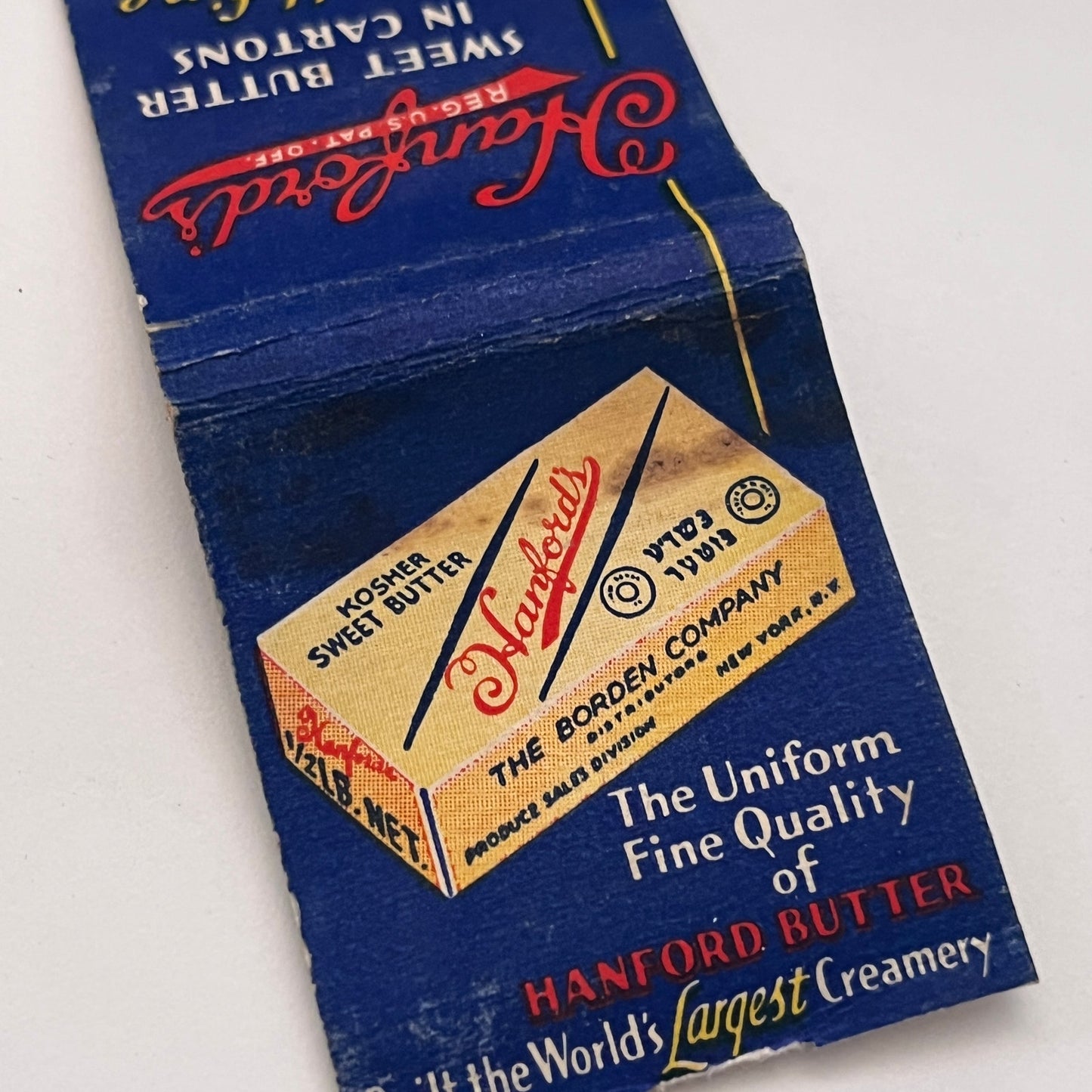 Hanford's Sweet Butter Borden Vintage Matchbook Cover TB8-MB-12