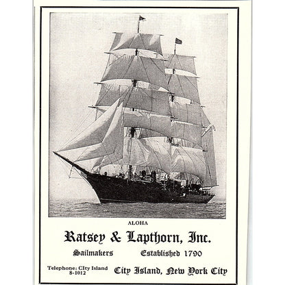 Ratsey & Lapthorn Inc Sailmakers City Island NYC 1932 Ad AG2-H3