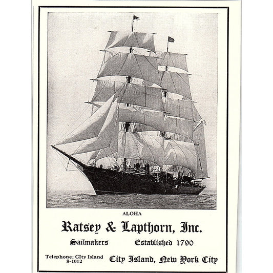 Ratsey & Lapthorn Inc Sailmakers City Island NYC 1932 Ad AG2-H3